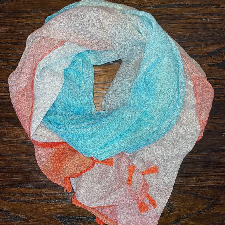 Coral and Aqua Scarf